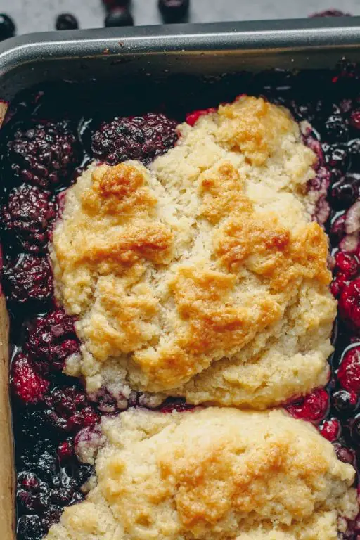 Raspberry Cobbler with a Buttery Shortbread Crust