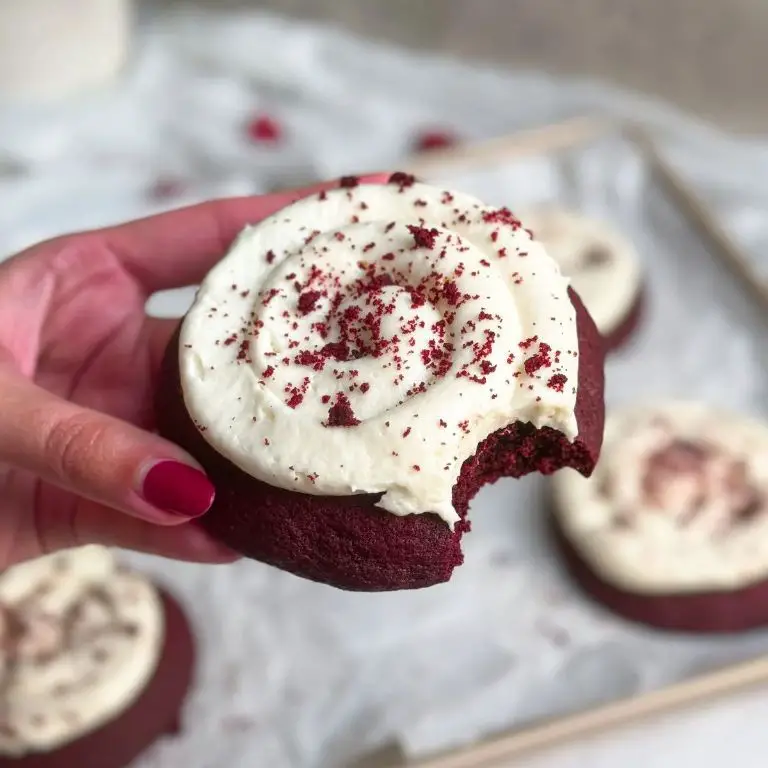 Red Velvet Air Fryer Cookies with Cream Cheese Frosting