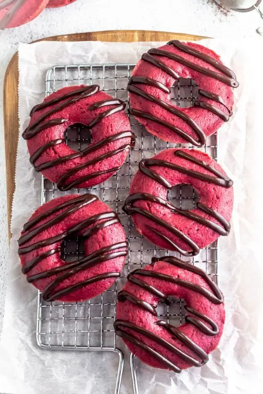 Red Velvet Donuts with Chocolate Glaze