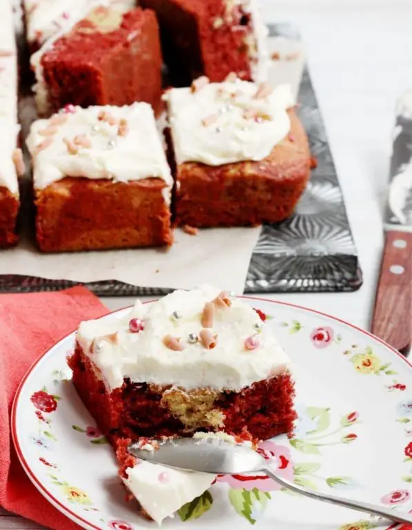 Red Velvet Marble Cake with Cream Cheese Frosting