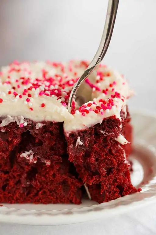 Red Velvet Poke Cake with Sweetened Condensed Milk