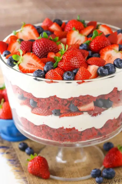 Red Velvet Trifle with Whipped Cream and Berries