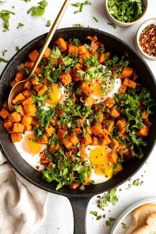 Roasted Sweet Potato and Kale Hash