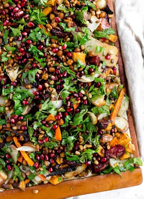 Roasted Vegetable Platter with Hummus