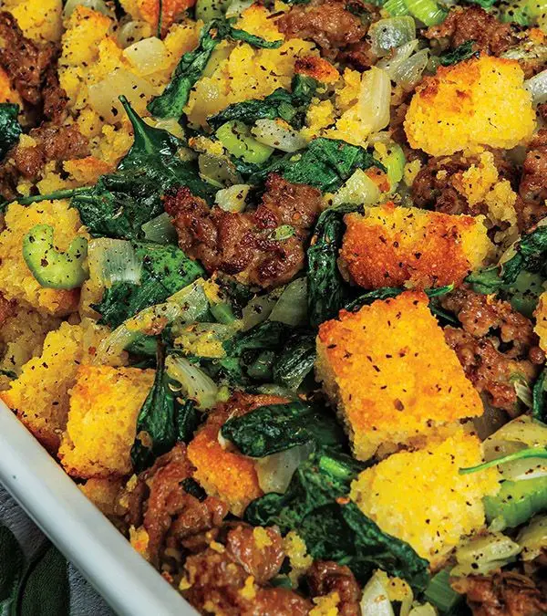 Sausage and Spinach Cornbread Casserole
