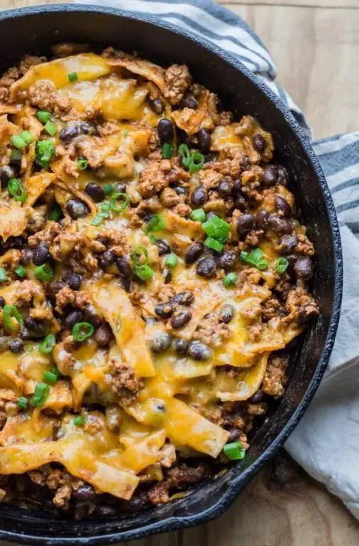 Skillet Hamburger Enchiladas