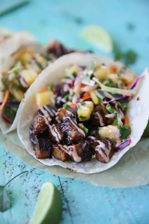 Skinless Pork Belly Tacos with Pineapple Salsa