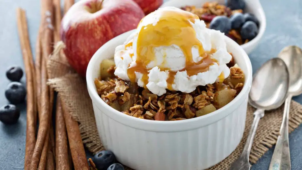 Spiced Apple Crumble with Vanilla Ice Cream