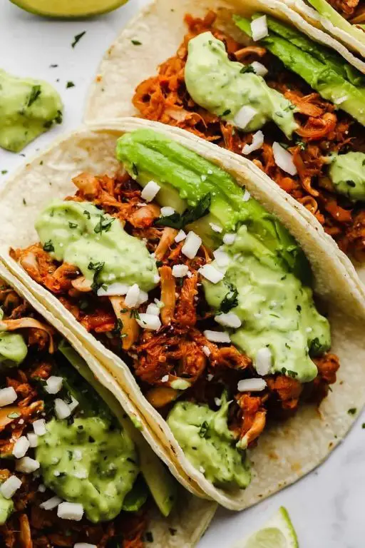 Spicy Jackfruit Tacos with Avocado Lime Crema