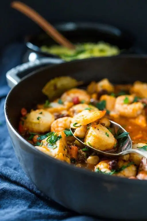 Spicy Mediterranean Fish Soup with Chorizo and Chickpeas
