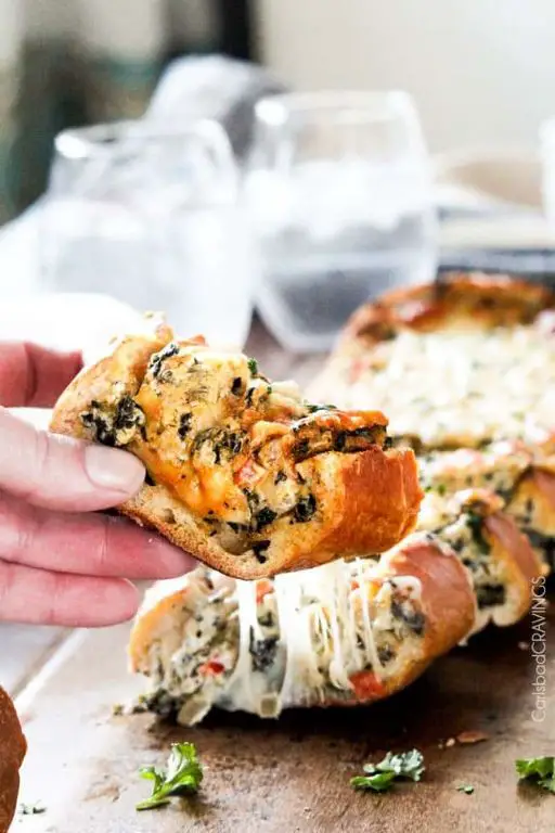 Spinach and Artichoke Stuffed French Bread