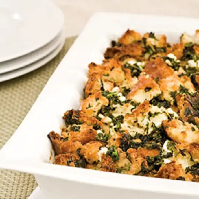 Spinach and Feta Savory Bread Pudding