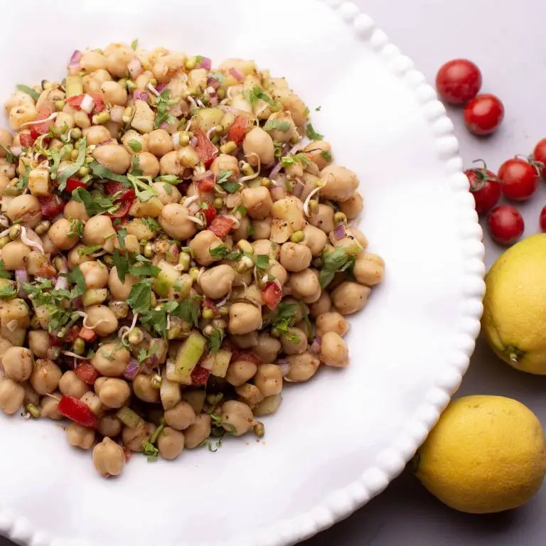 Sprouted Moong and Chickpea Salad