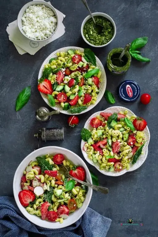 Strawberry Pasta Salad with Basil Pesto