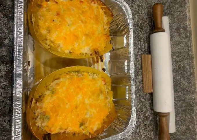 Stuffed Spaghetti Squash with Crab and Cream Cheese