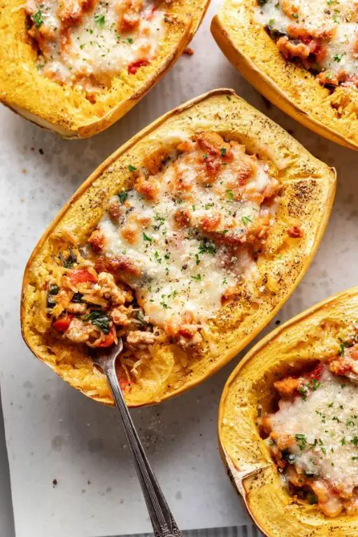 Stuffed Spaghetti Squash with Italian Sausage and Marinara