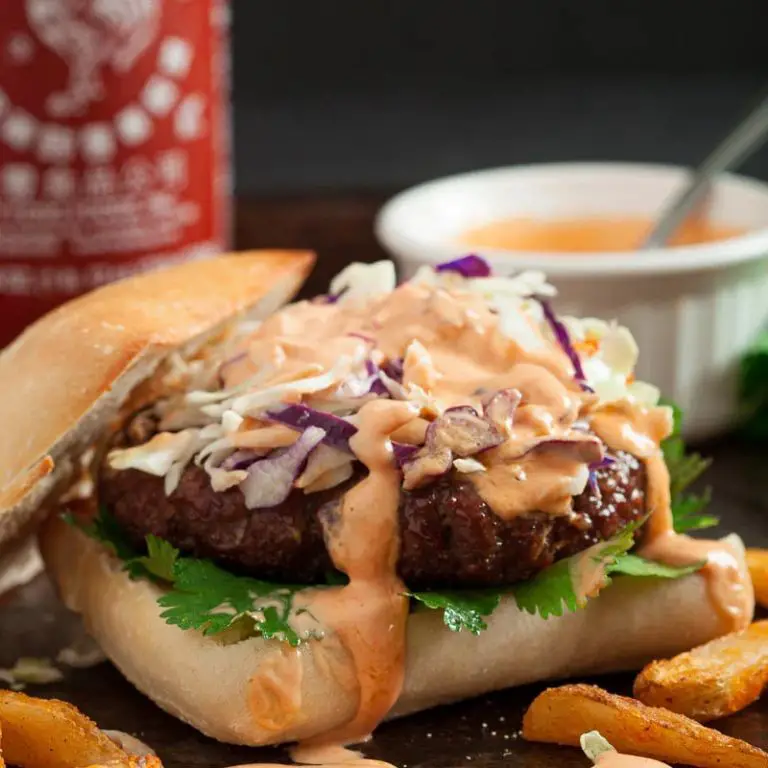 Sturgeon Burgers with Spicy Sriracha Mayo