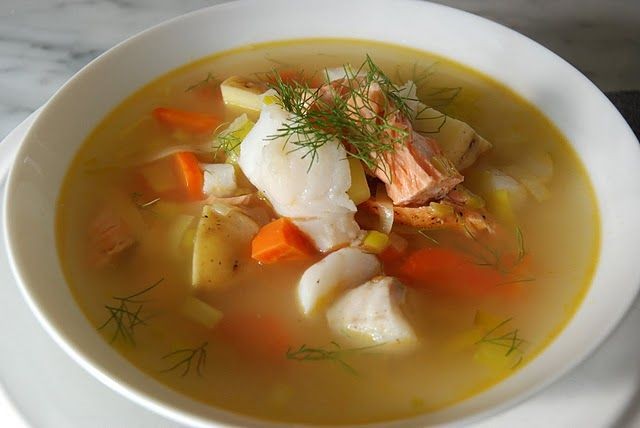 Sturgeon Soup with Fennel and Leeks