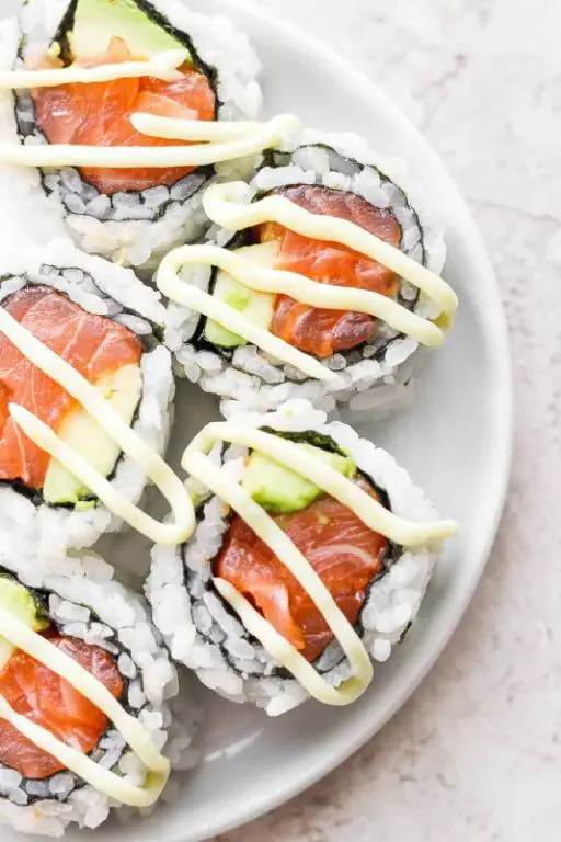 Sturgeon Sushi Rolls with Wasabi Mayo