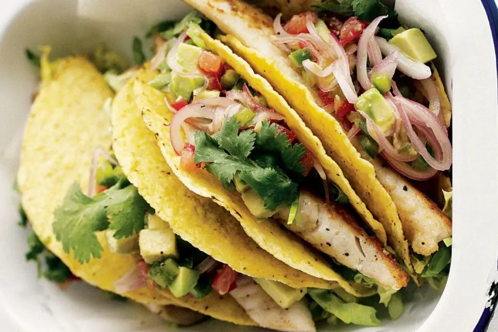 Sturgeon Tacos with Avocado Salsa