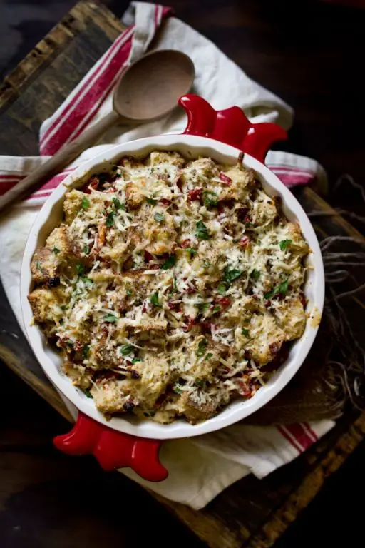 Sun-Dried Tomato and Basil Savory Bread Pudding