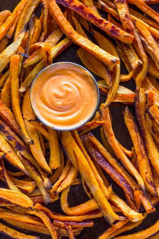 Sweet Potato Cheese Fries with Sriracha