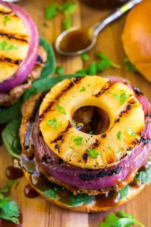 Teriyaki Pineapple Burger with Grilled Pineapple