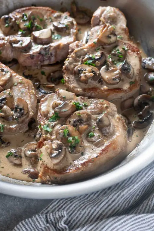 Thick Bone-In Pork Chops with Creamy Mushroom Gravy