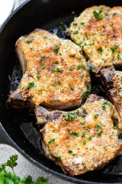 Thick Bone-In Pork Chops with Parmesan Herb Crust
