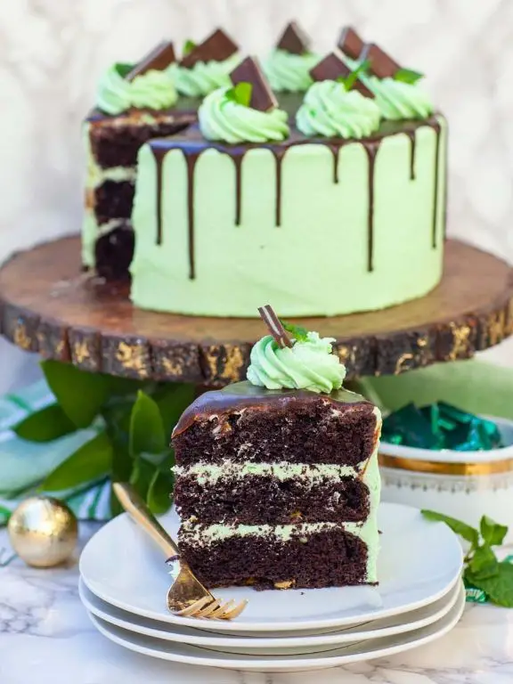 Triple Chocolate Mint Drizzle Cake