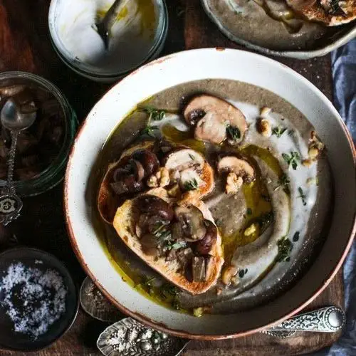 Trumpet Mushroom Soup with Truffle Oil