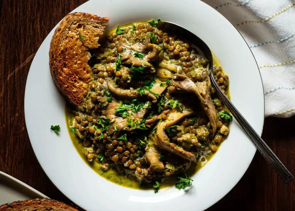 Trumpet Mushroom and Lentil Stew