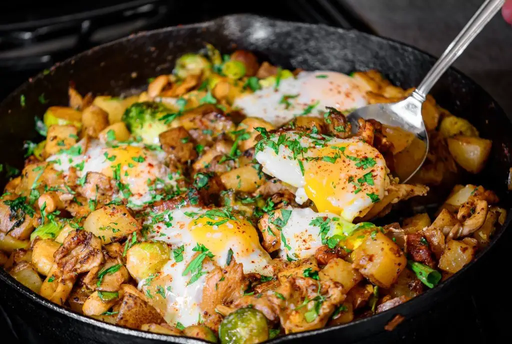 Trumpet Mushroom and Potato Hash