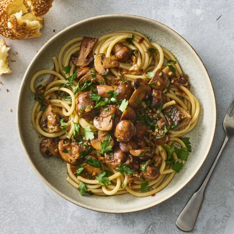 Trumpet Mushroom and Shrimp Scampi