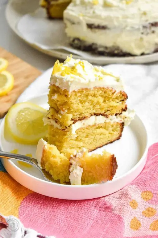 Vanilla Almond Flour Cake with Lemon Frosting