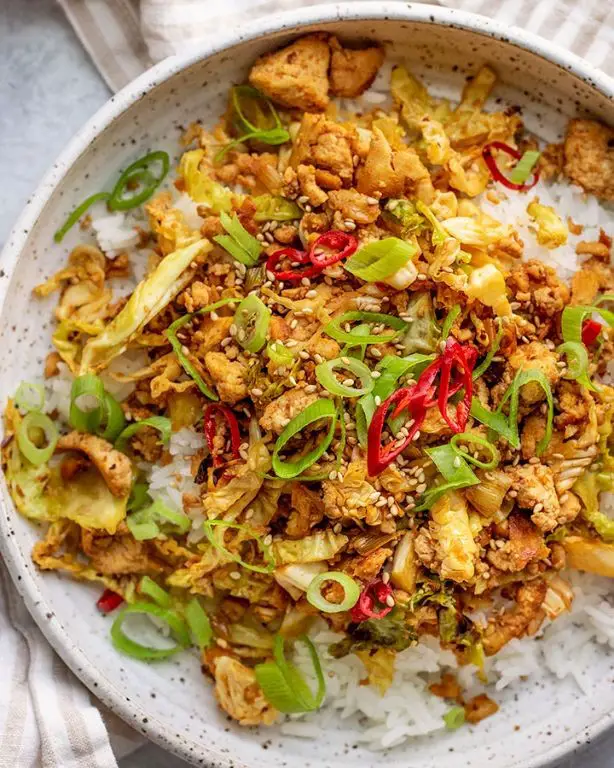 Vegan Fried Cabbage with Tofu