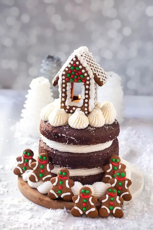 Vegan Gingerbread House with Almond Butter Icing