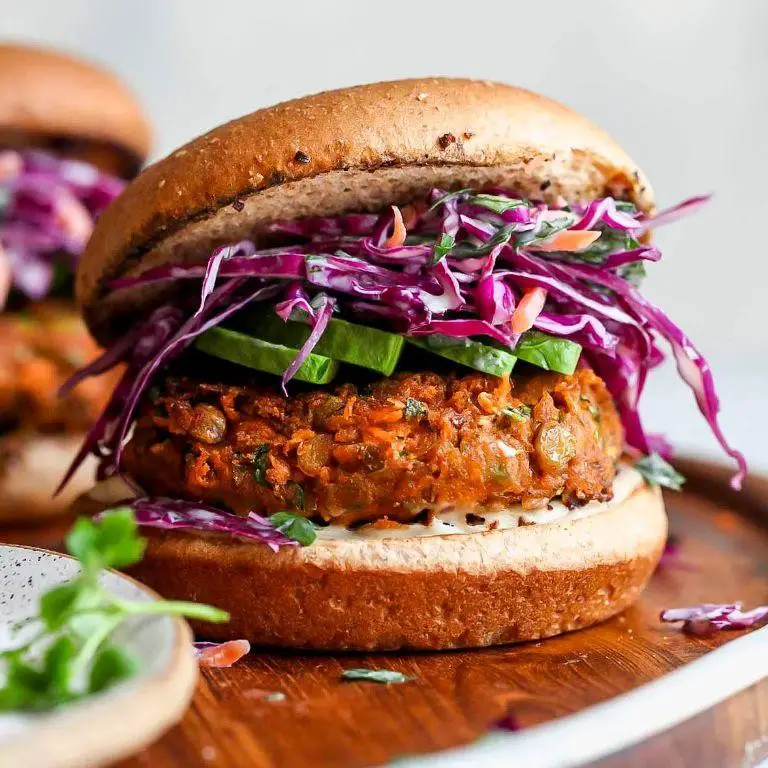 Vegan Lentil Burger with Tahini Sauce