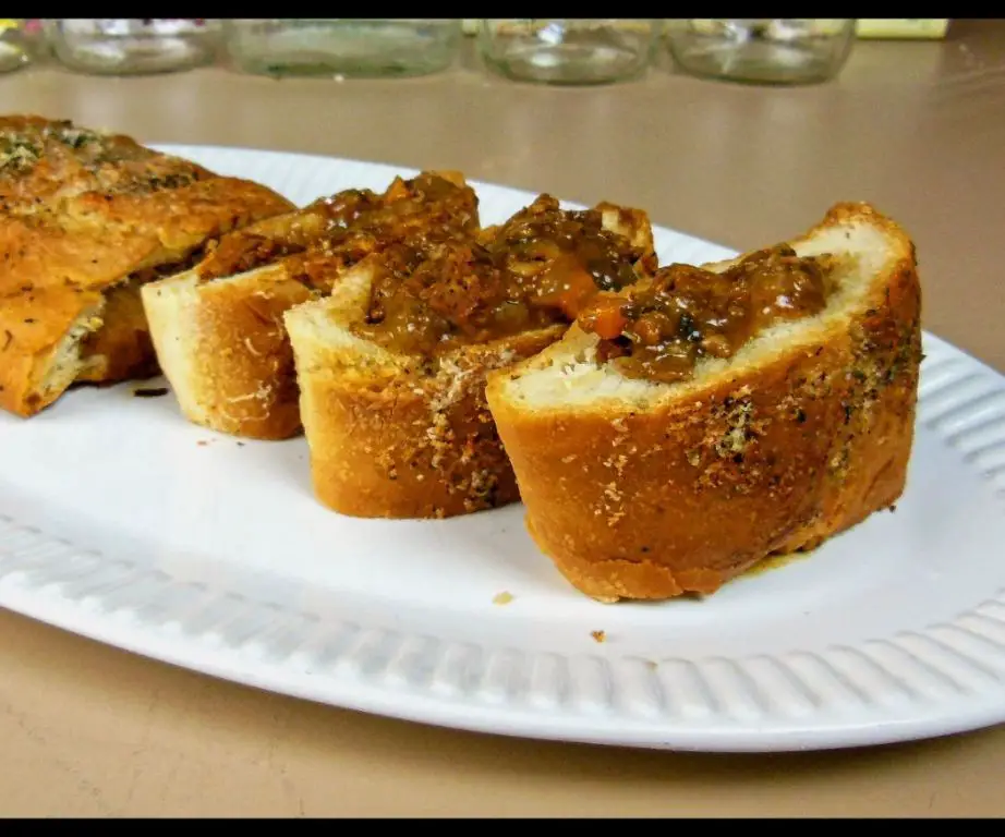 Vegetarian Chili Stuffed French Bread