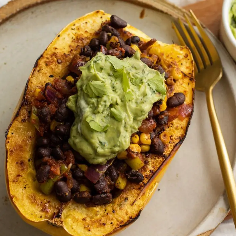 Vegetarian Stuffed Spaghetti Squash with Black Beans and Corn