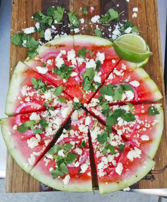 Watermelon Pizza with Honey Drizzle