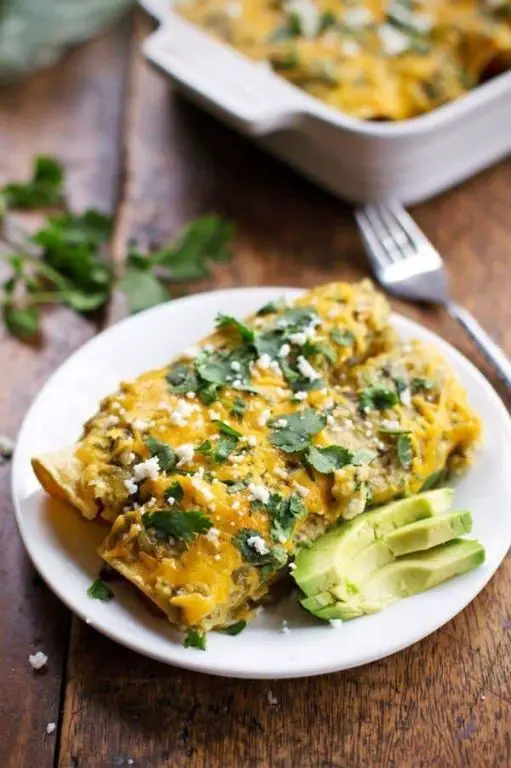 Whole Butternut Squash Enchiladas with Green Sauce