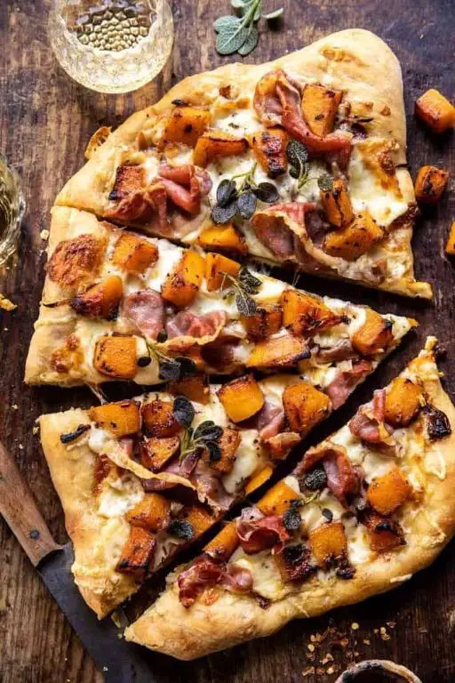 Whole Butternut Squash Pizza with Caramelized Onions