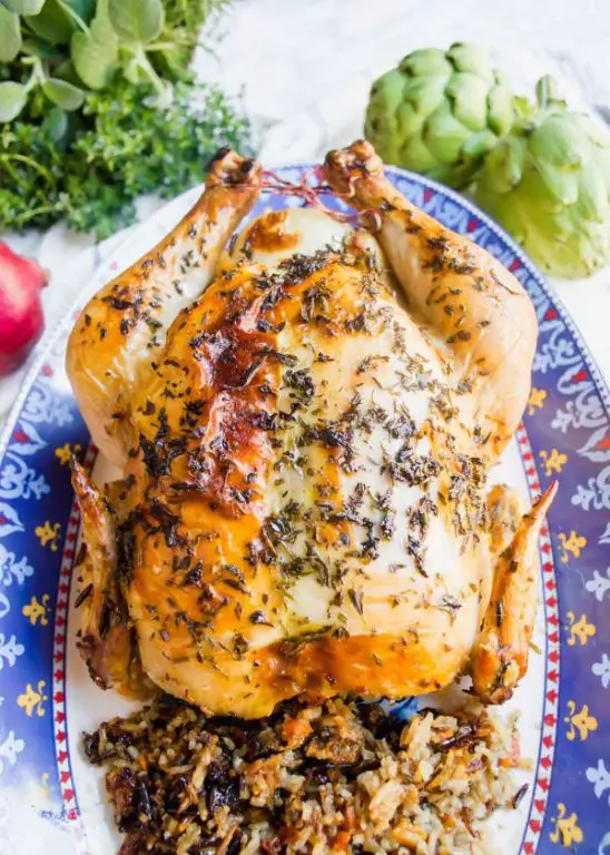 Whole Chicken Stuffed with Wild Rice