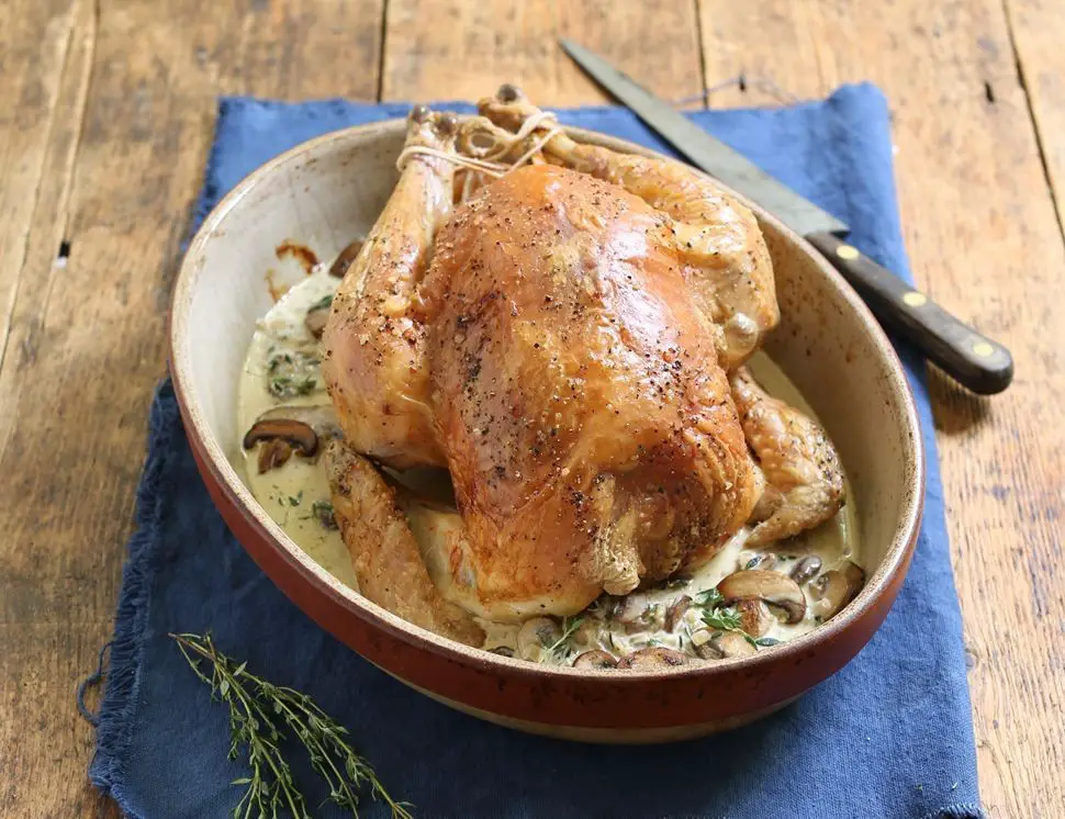 Whole Chicken in Creamy Mushroom Sauce