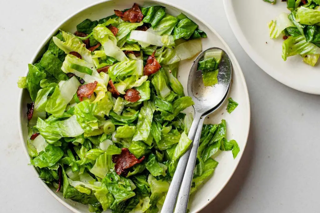 Wilted Lettuce Salad with Warm Bacon Dressing