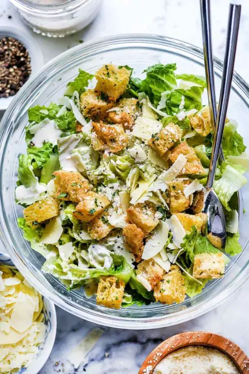 Wilted Lettuce with Garlic Butter Croutons