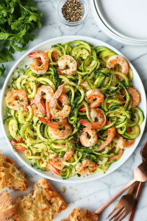 Zucchini Noodles with Garlic Shrimp