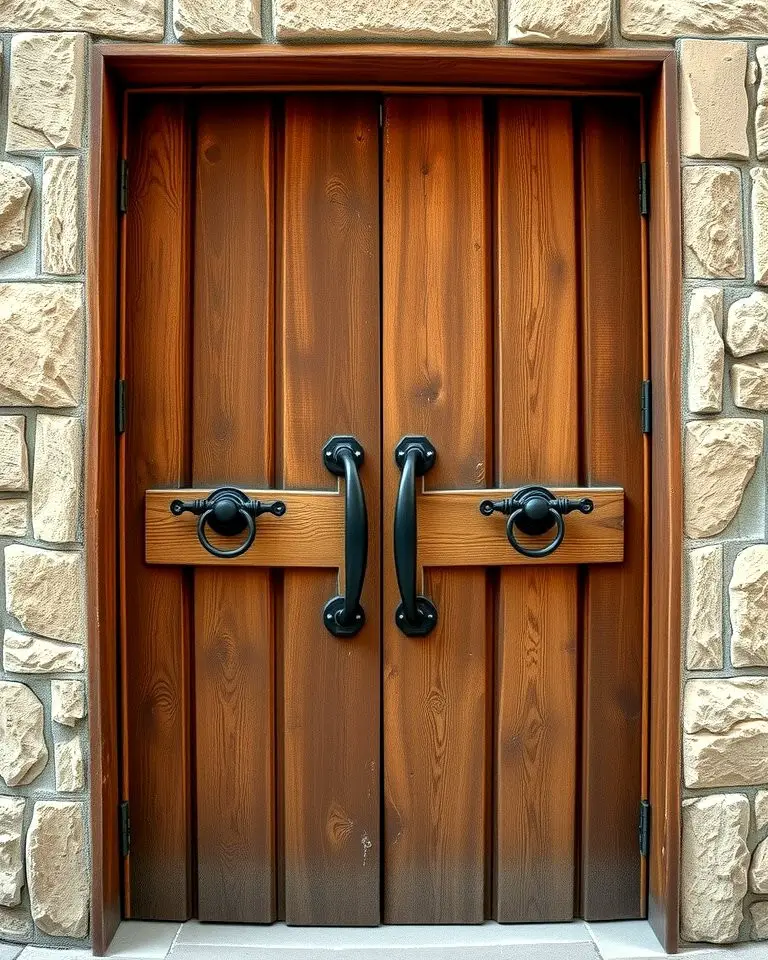 Rustic Wooden Doors with Iron Knockers