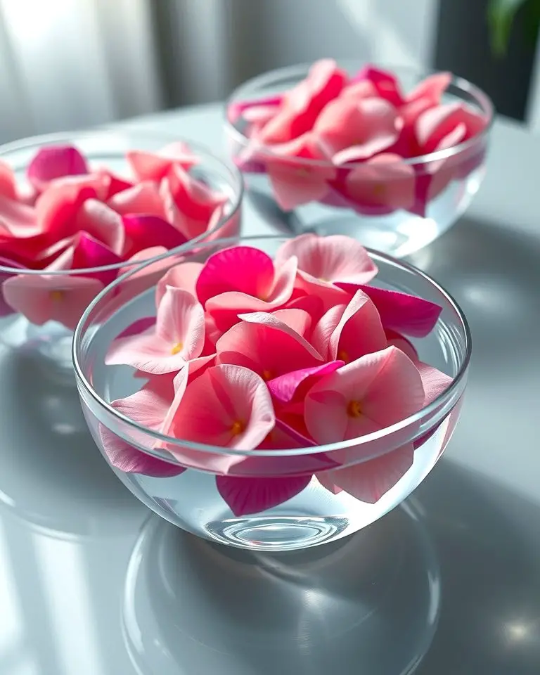 Floating Hydrangea Petals in Bowls